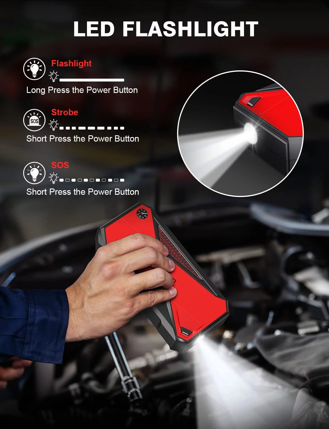 1600A Peak 18000mAh Portable Car Jump Starter H494