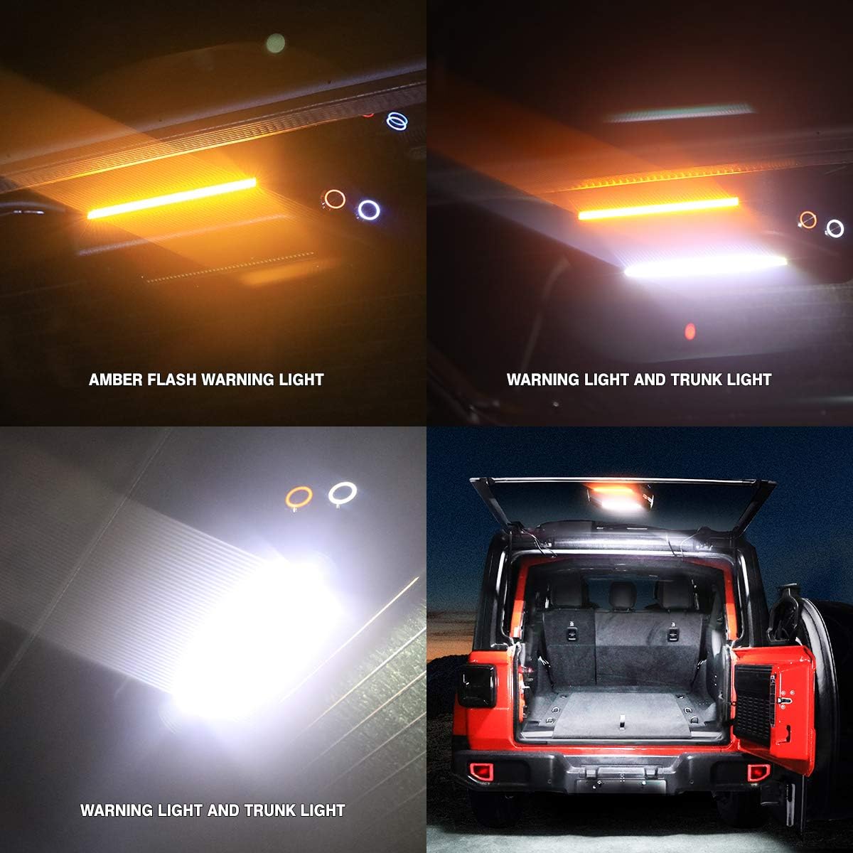 LED Trunk Light Rear Glass Lift Gate Dome Light with White Light and Flash Amber Warning Light R981
