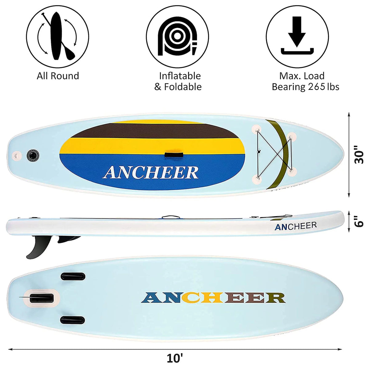 Yellow Inflatable Stand Up Paddle Board with Bag D6855