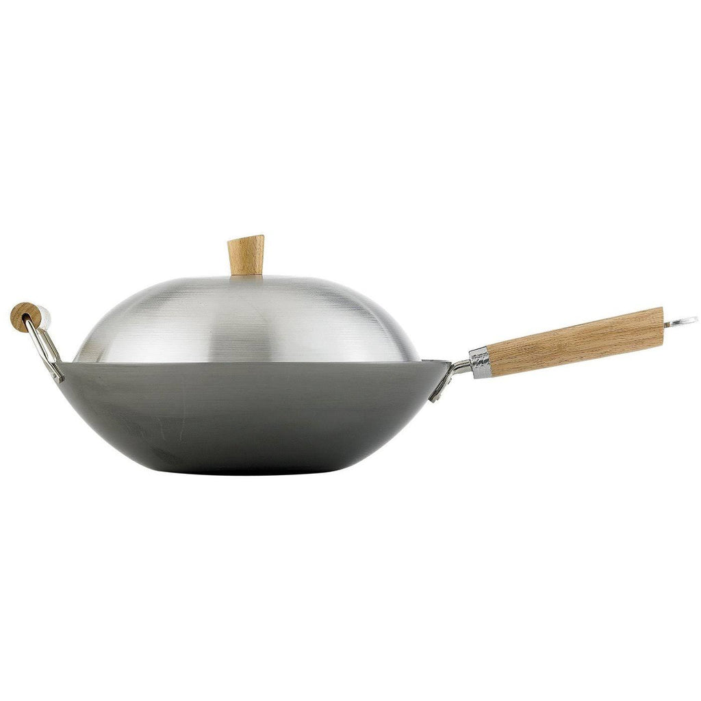 14-inch Carbon Steel Lidded Wok Stir Fry Pan Set G4852