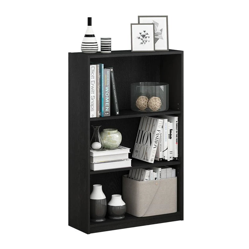 3-Tier Adjustable Shelf White Wood Bookcase Q16649