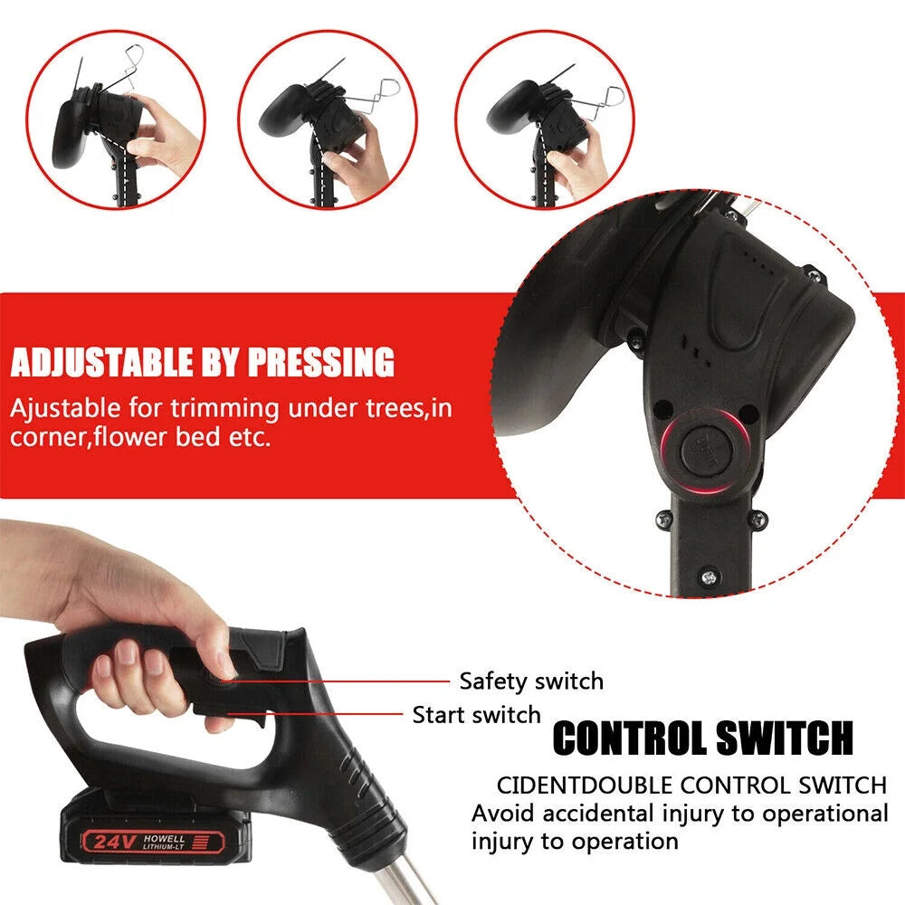 Cordless Electric Weed Eater Lawn Edger Grass String Trimmer U426