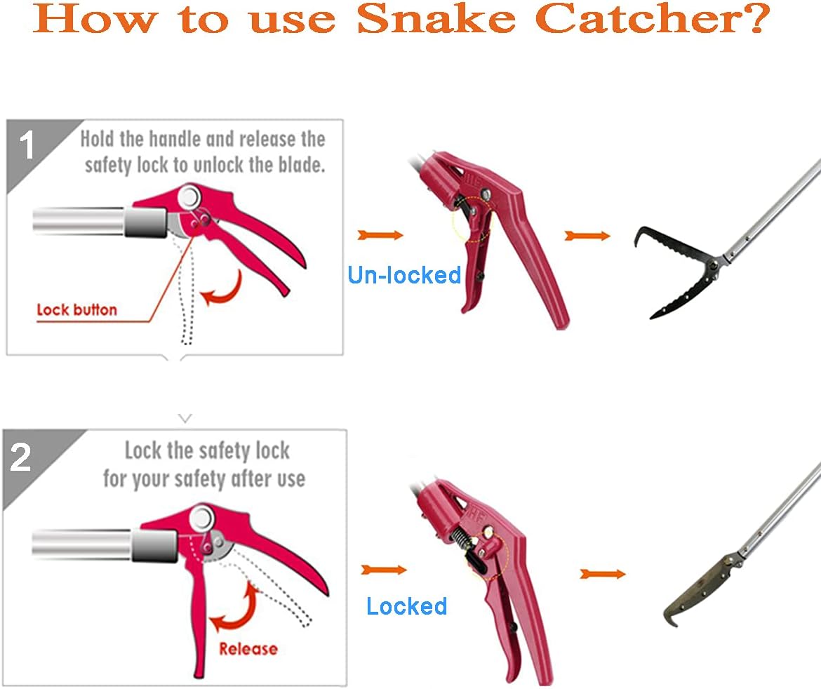 60 Inch Snake Tongs Reptile Grabber Wide Jaw Handling Tool R391047