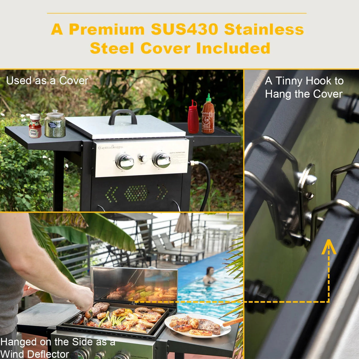3-Burners Gas Griddle Portable Flat Table Top BBQ Grill 33,000 BTU P82171