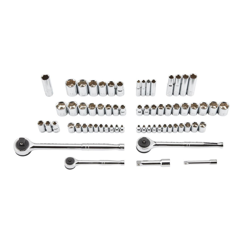 1/4 in., 3/8 in., and 1/2 in. Drive SAE and Metric Socket Set, 64-Piece V605079