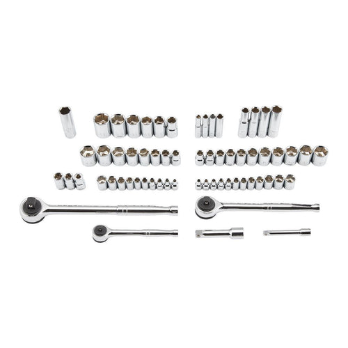 1/4 in., 3/8 in., and 1/2 in. Drive SAE and Metric Socket Set, 64-Piece V605079