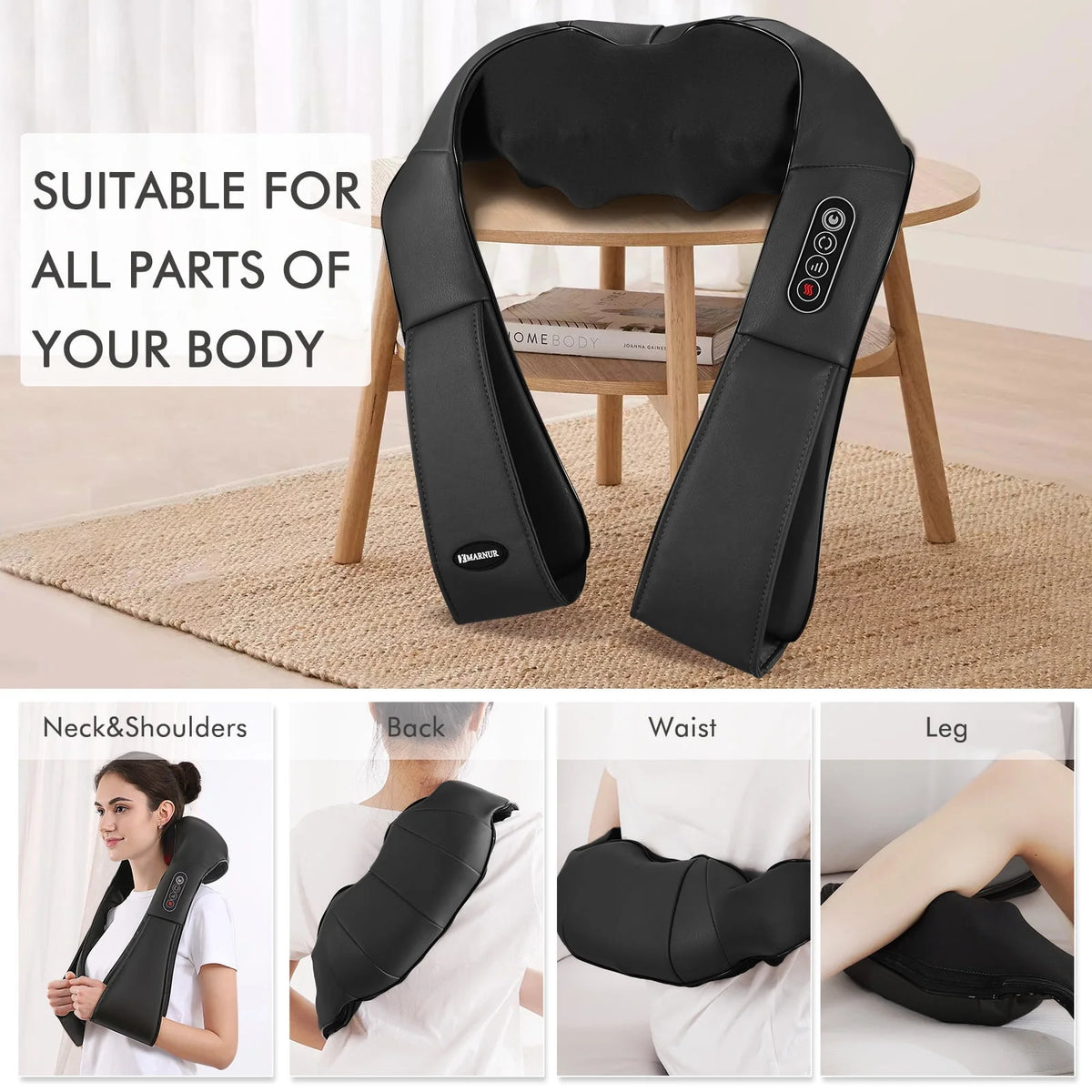 Black 3D Deep Tissue Kneading Shiatsu Neck and Shoulder Massager with Heat U63868