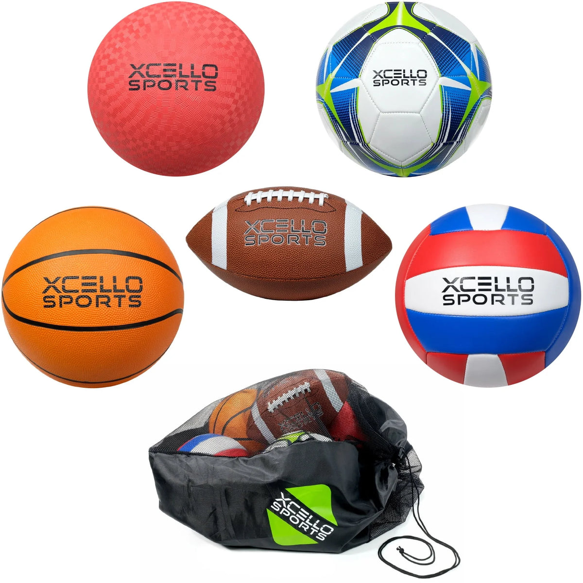 5 Ball Assortment with Ball Pump and Carry Bag E521236