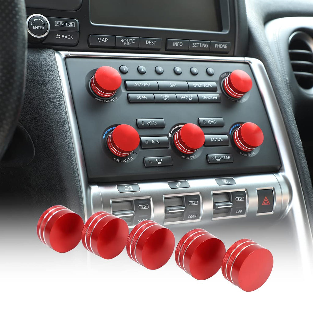 Red Aluminum Alloy Air Conditioner Volume Knob Cover Trim Pack of 2 H83924