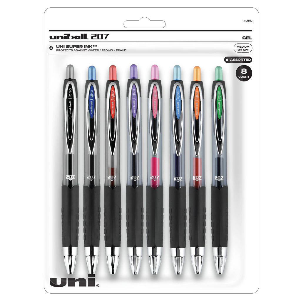 Retractable Gel Pens Medium Point 0.7mm Assorted Ink 8 Count X13113