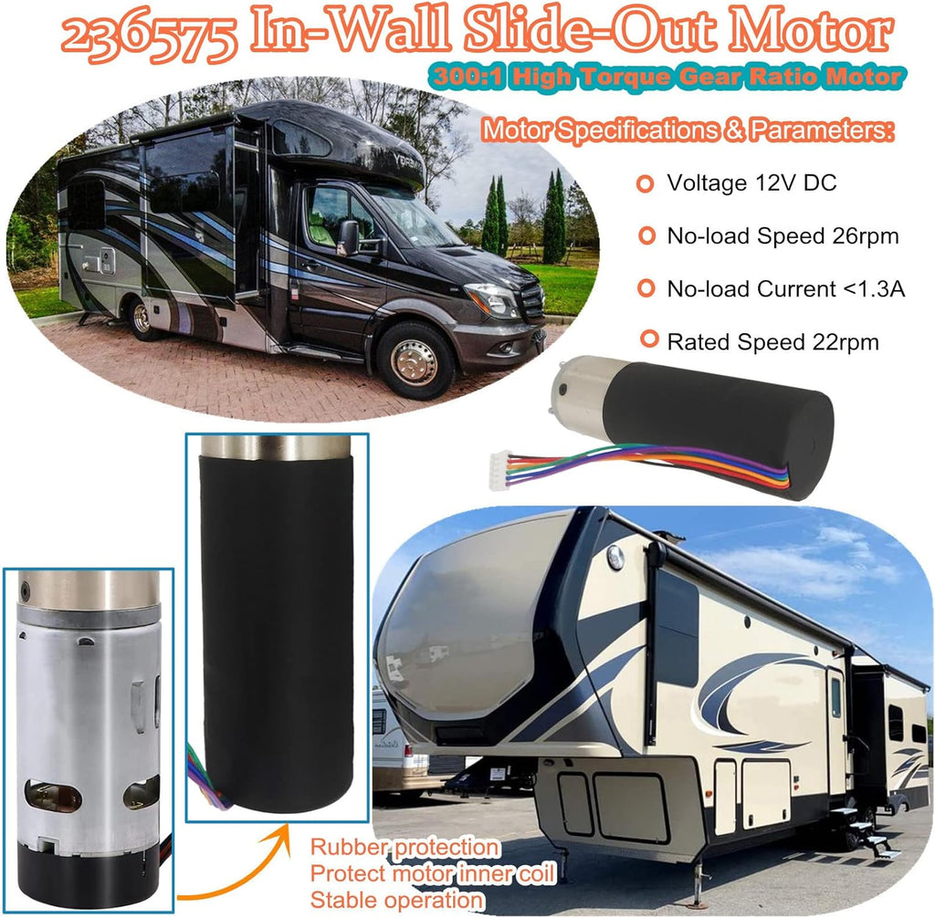 Black RV in-Wall Slide Out Motor J816
