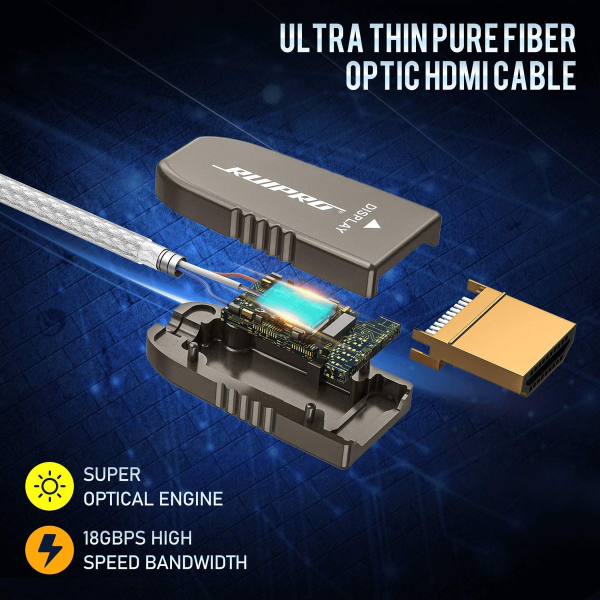 Fiber Optic HDMI Cable 20 Feet 4K60Hz 18Gbps HDR10 ARC M189