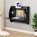 White Wall Mounted Floating Computer Desk with Storage Shelves F272