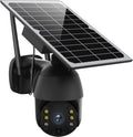 Solar Powered Wireless Security Camera Outdoor Pan Tilt WiFi Waterproof with Spotlight Battery Solar Panel Color Night Vision Motion Detection 2-Way Audio SD&Cloud Storage Black H132873