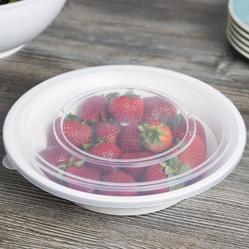 60 oz. White Low Profile Plastic Catering Bowl - 50/Case F571331