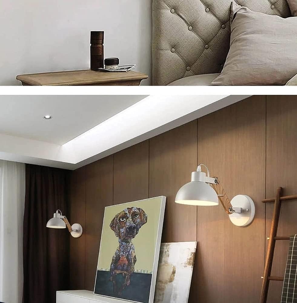 Solid Wood Metal Wall Lamp White F324884