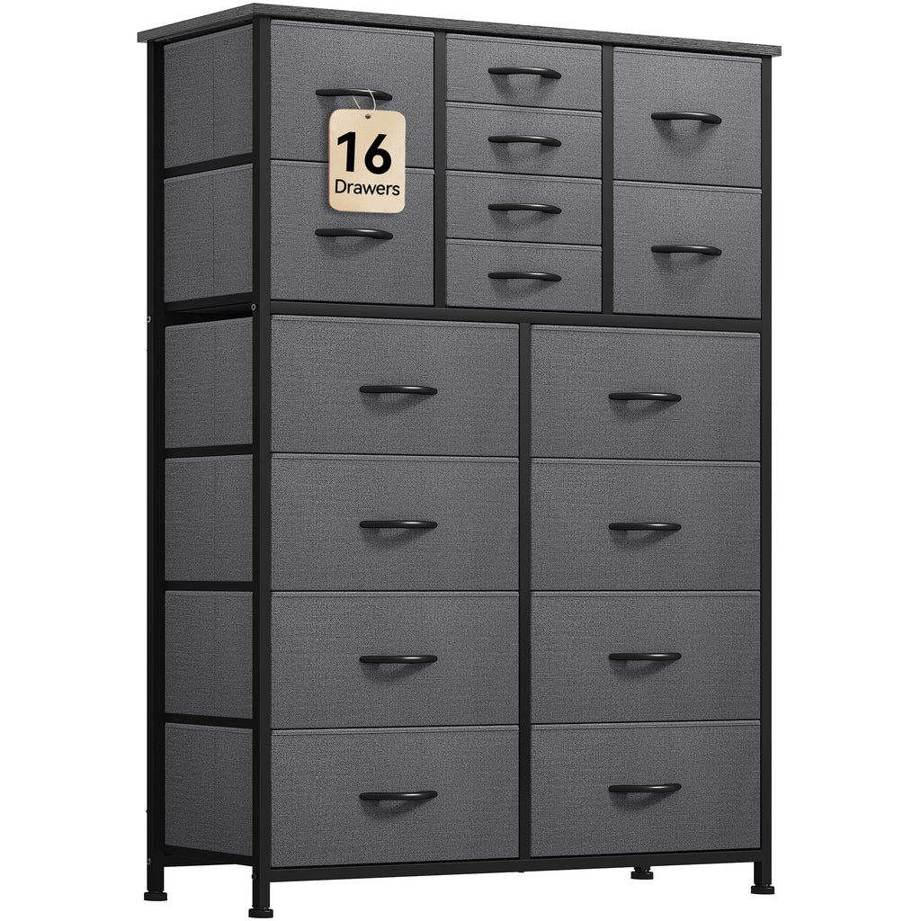 16 Drawer Fabric Dresser with Metal Frame and Wooden Top G312
