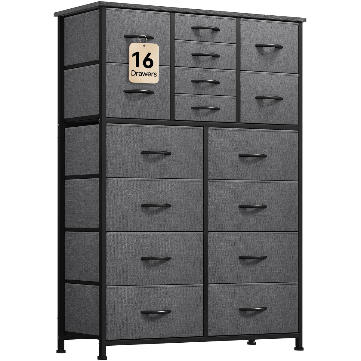 16 Drawer Fabric Dresser with Metal Frame and Wooden Top G312