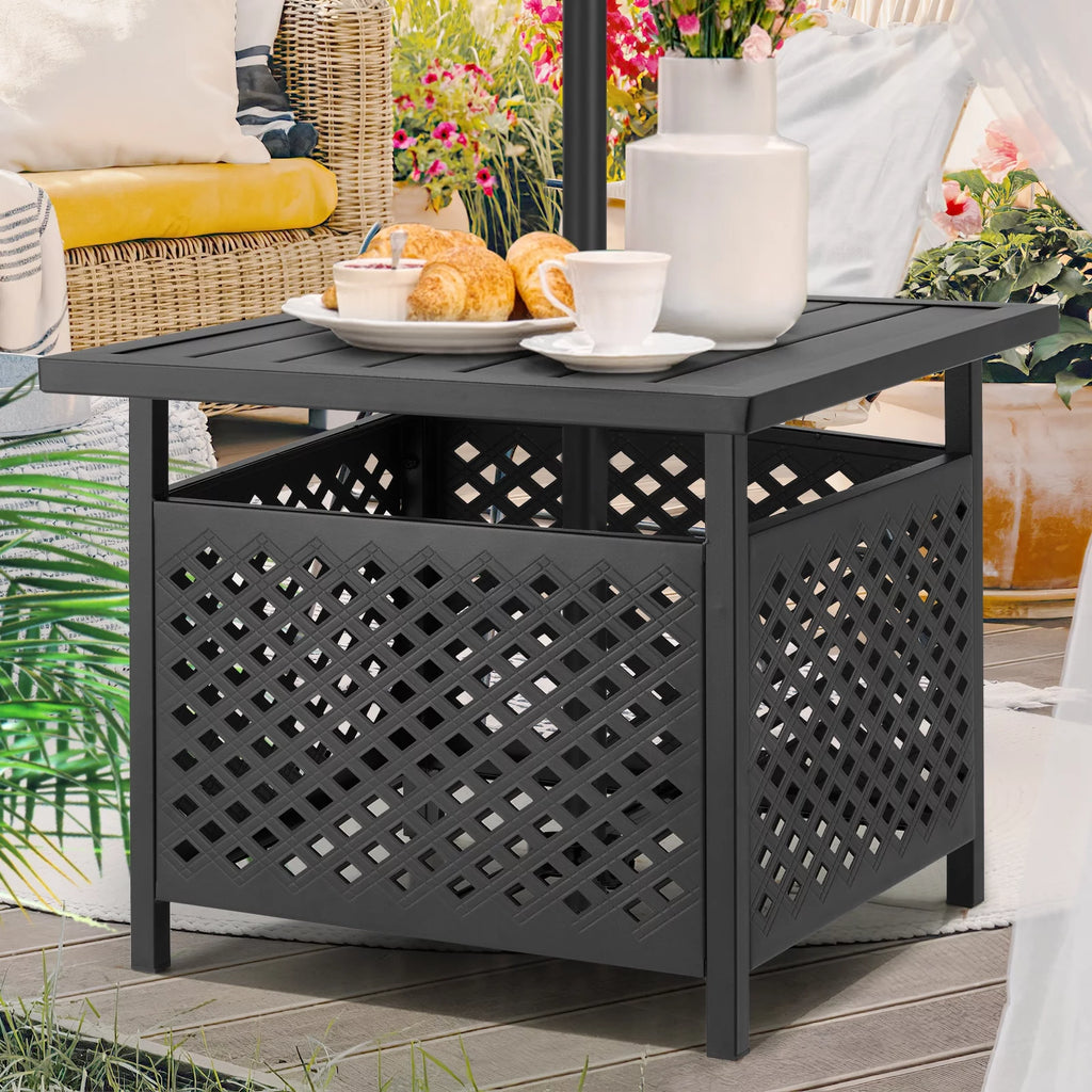 Outdoor Metal Bistro Table with Umbrella Hole I9337
