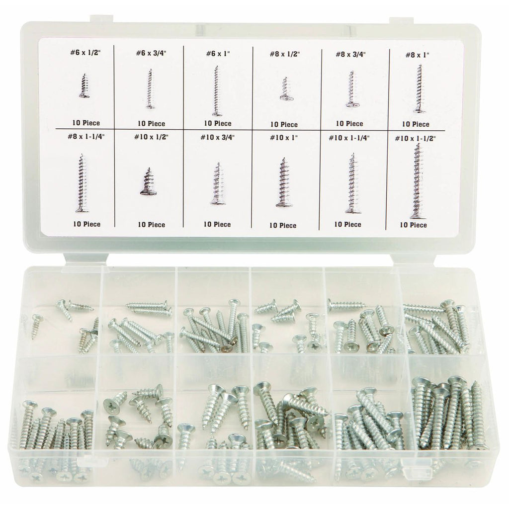 Self-Tapping Wood Screw Set, 120 Piece R76864