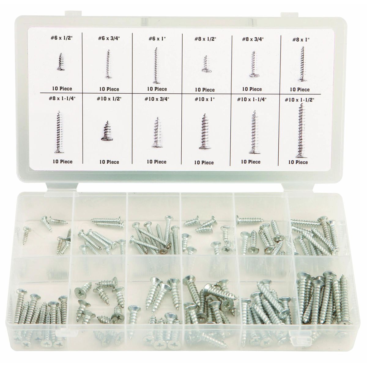 Self-Tapping Wood Screw Set, 120 Piece R76864