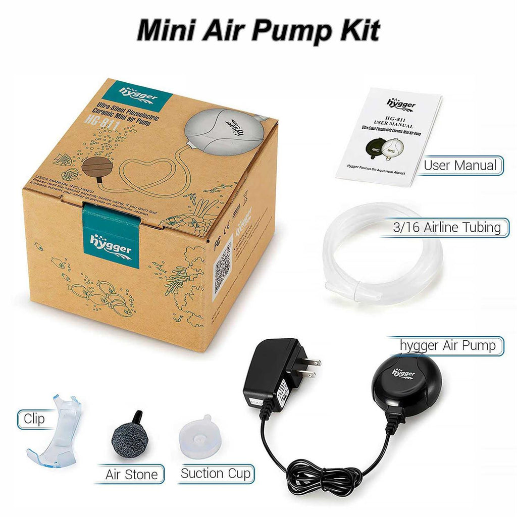 Quiet Mini Aquarium Air Pump 1.5 Watt with Accessories Black C23216