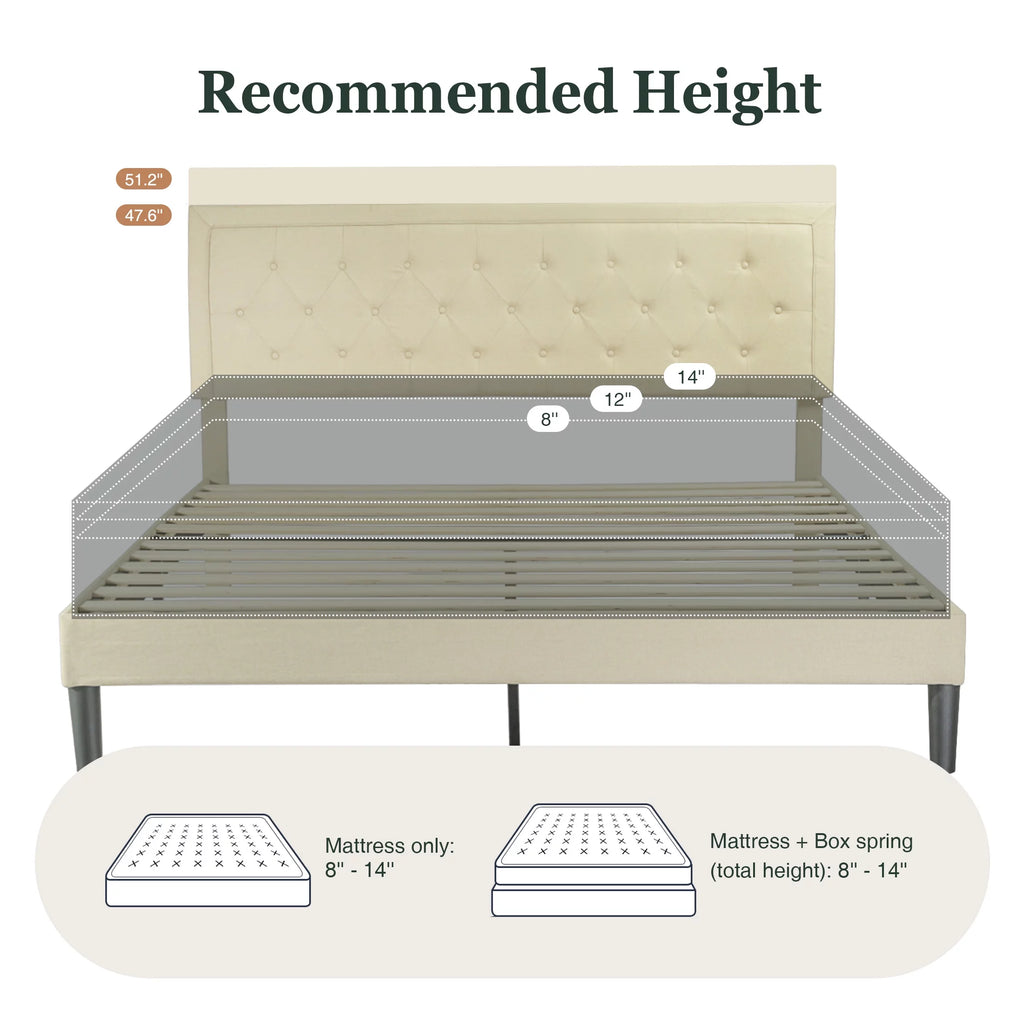 Queen Size Upholstered Platform Bed Frame U6542