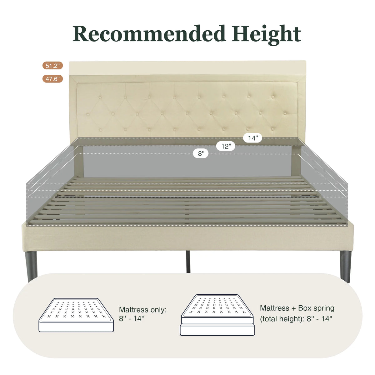 Queen Size Upholstered Platform Bed Frame U6542