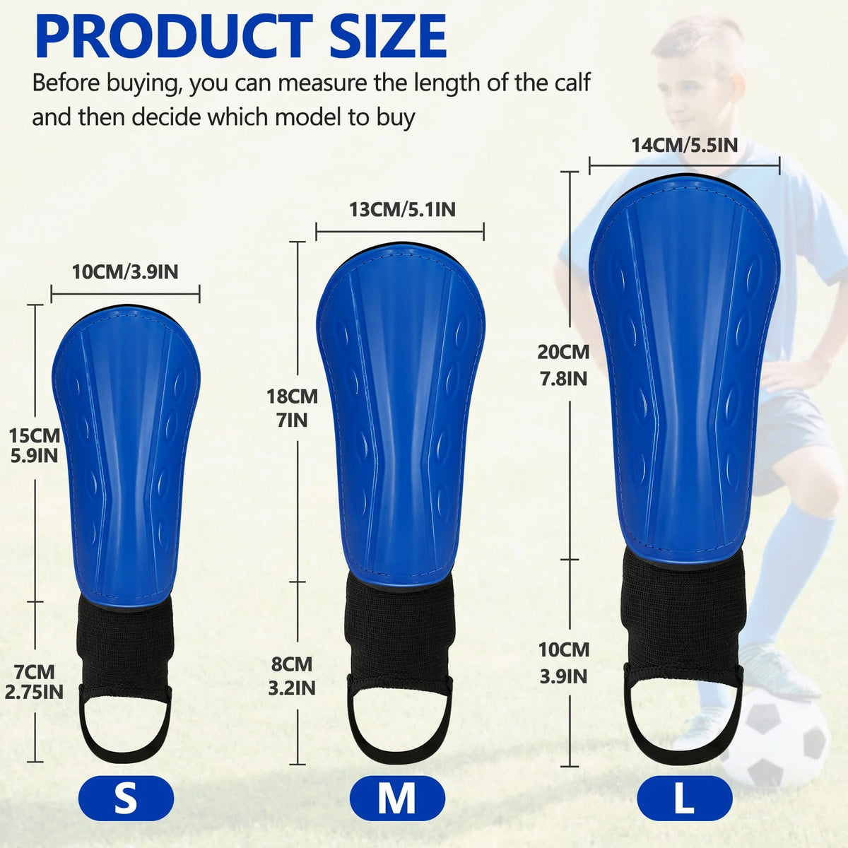 Children's Football Pads, Junior Football Leg Guards, Blue, Small Q59885
