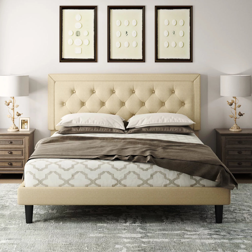 Queen Size Upholstered Platform Bed Frame U6542