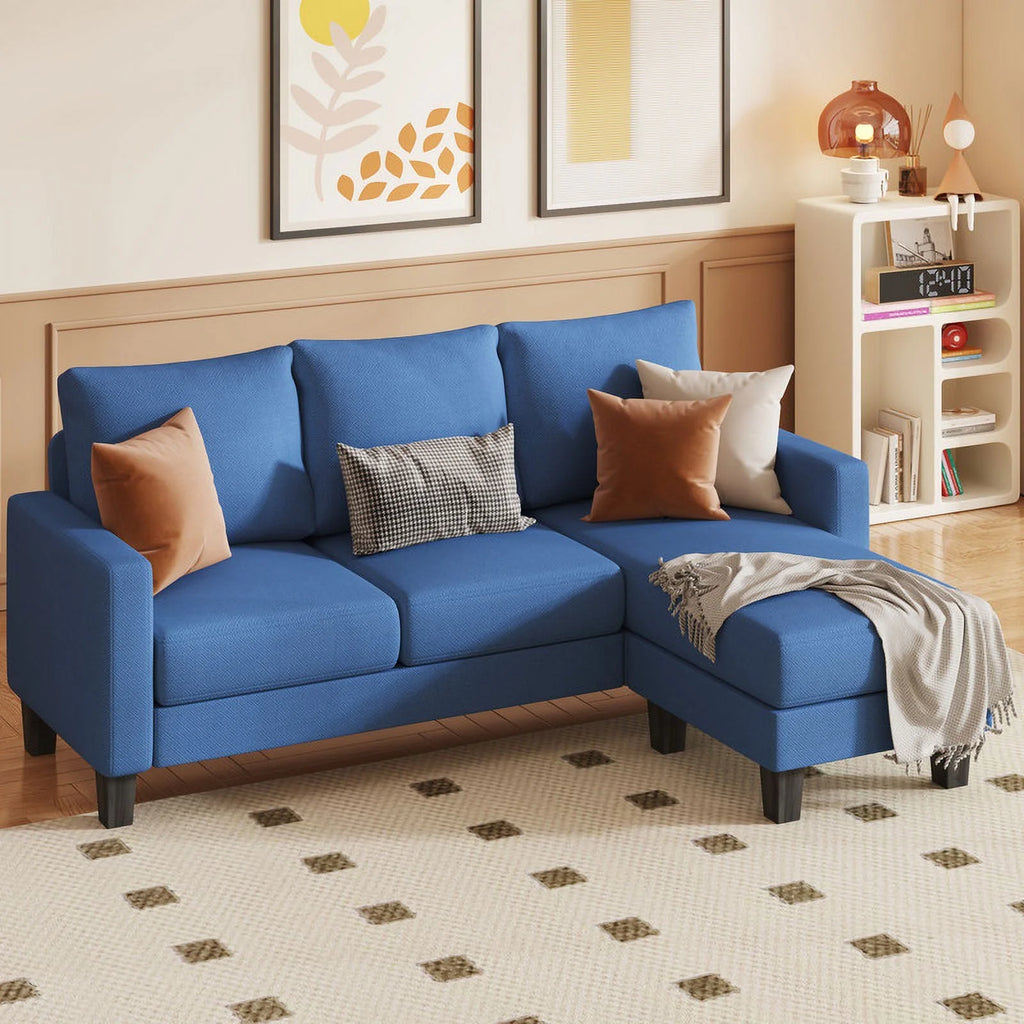 Convertible Sectional Sofa, L-Shaped 3-Seat Sofa with Reversible Chaise, Dark Gray L1303
