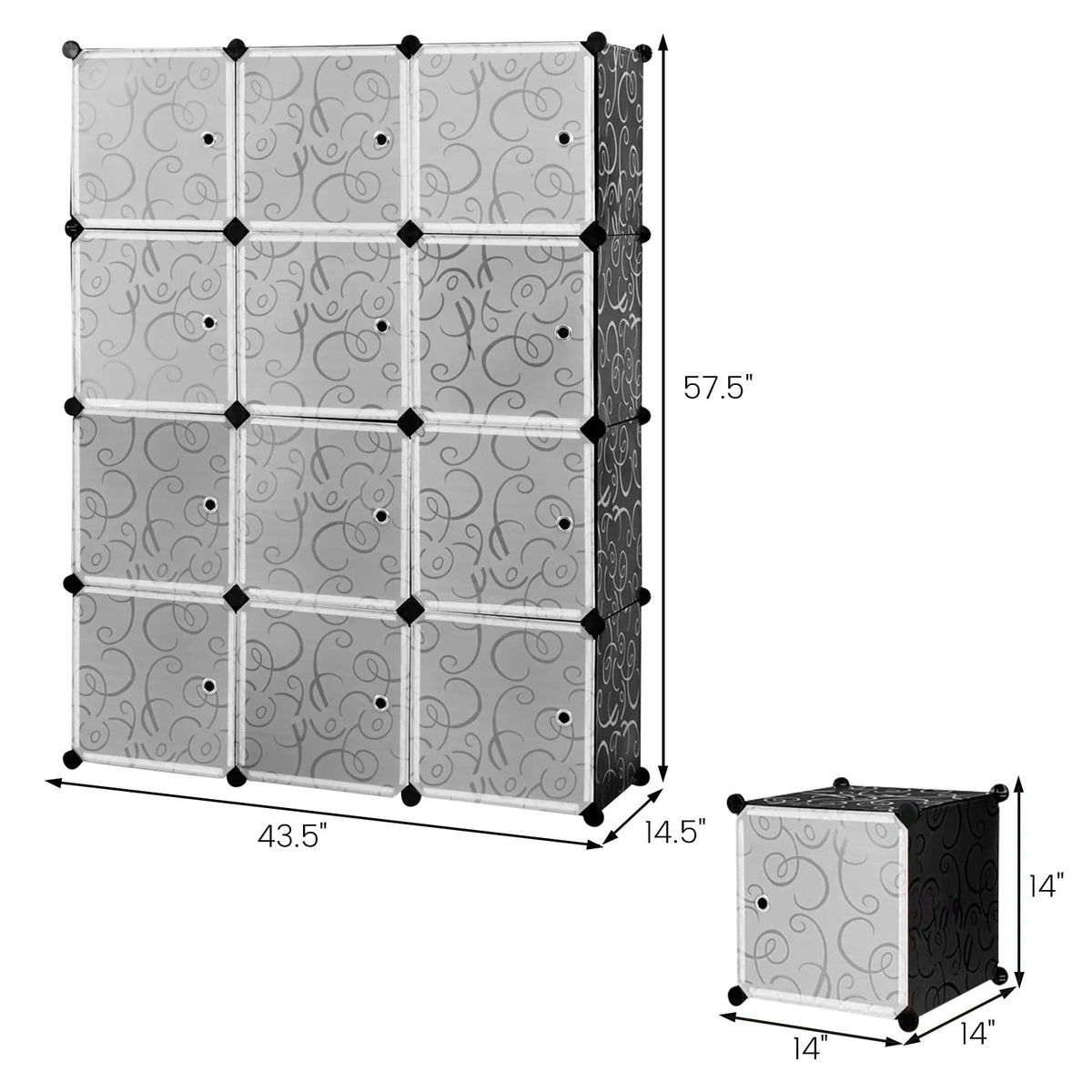 14'' x 14'' 12 Cube Storage Organizer with Doors I427