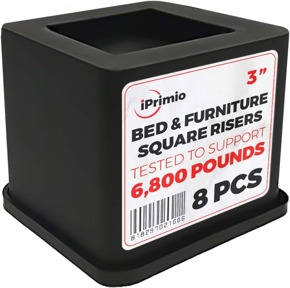 Black 3 Inch Bed and Furniture Risers O8573