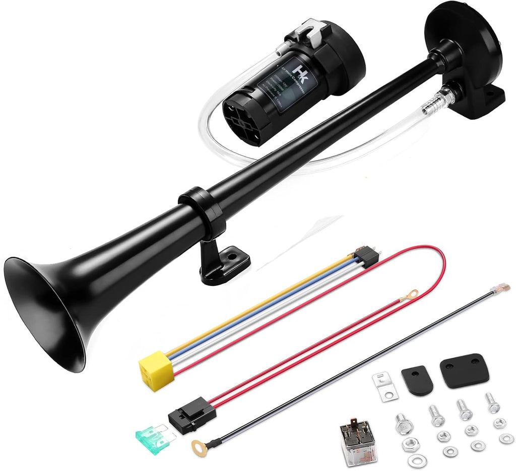 12V 150db Air Horn Kit with Compressor Single Trumpet Black A6015
