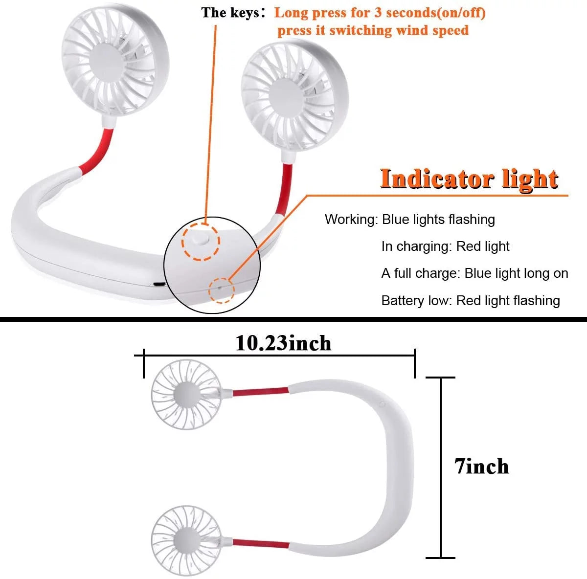Portable Hands-free Neck Fan with 4 Speeds H211
