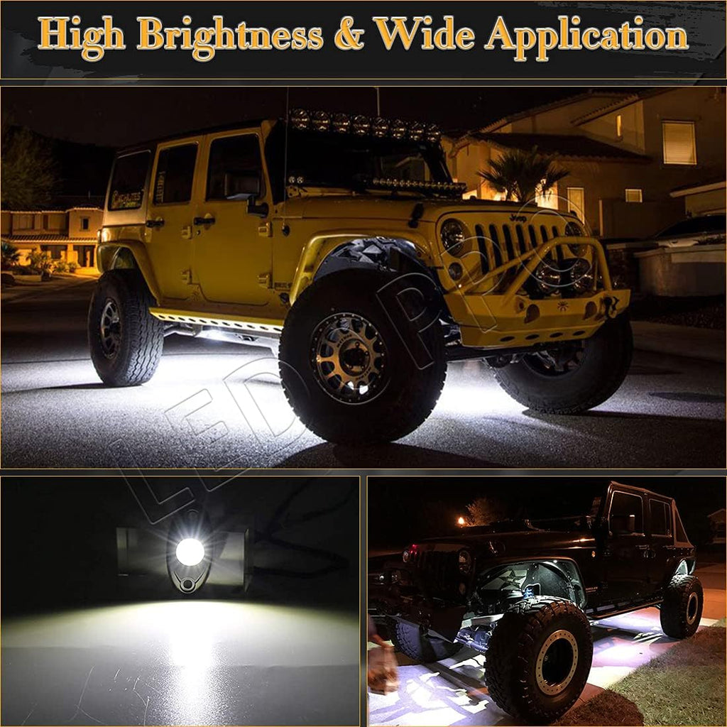 White 8PCS LED Rock Lights Waterproof W129104