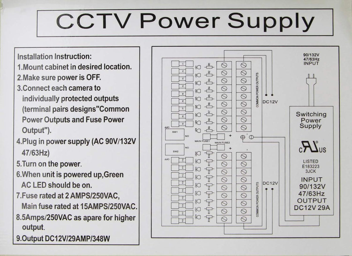 18 Output 12V DC CCTV Power Supply Box W645
