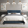 Blue Linen Upholstered Twin Bed S44252