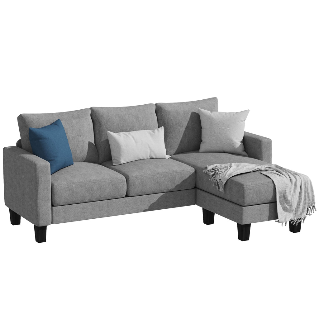Convertible Sectional Sofa, L-Shaped 3-Seat Sofa with Reversible Chaise, Dark Gray L1303