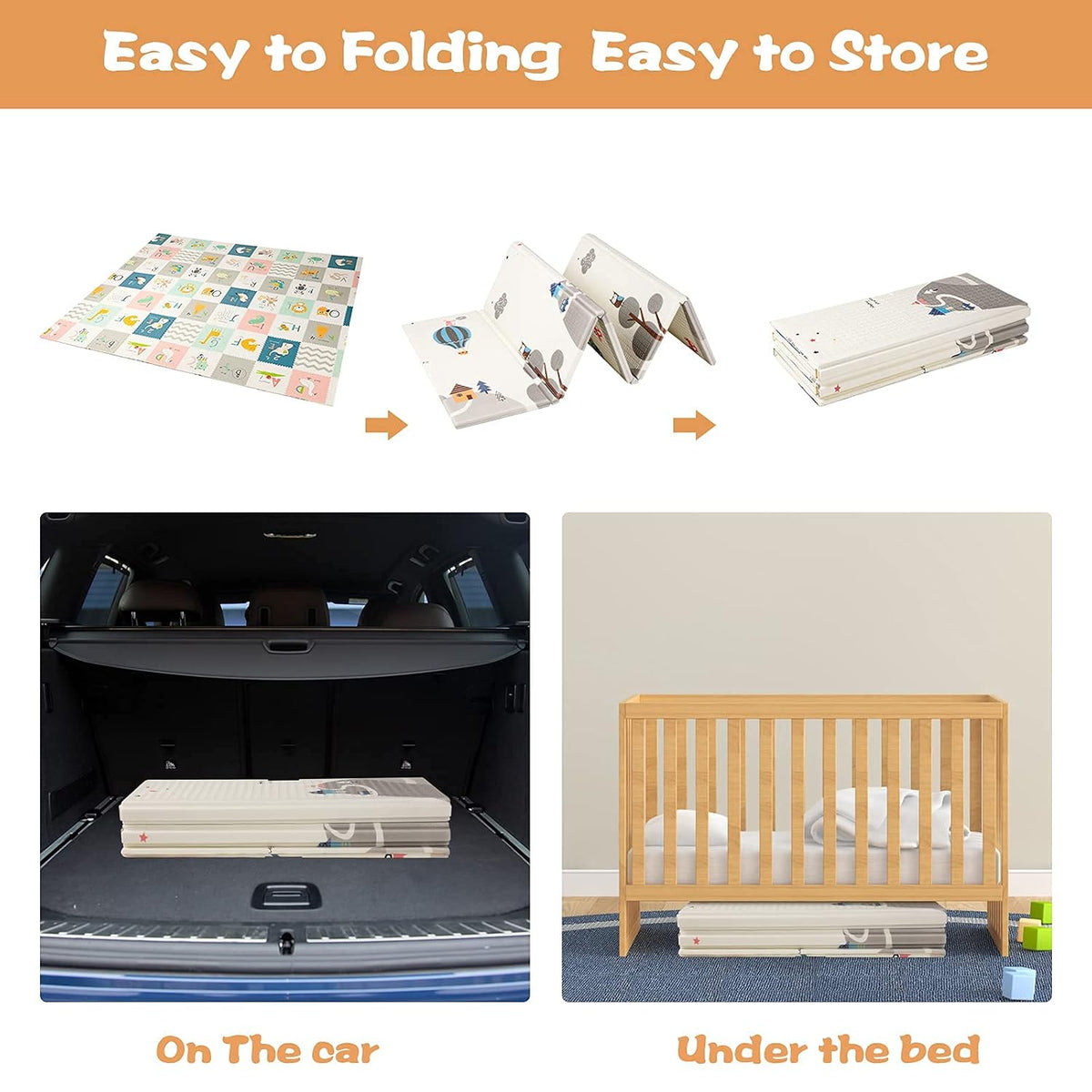 Extra Large Waterproof Foldable Baby Play Mat with Carry Bag W6470