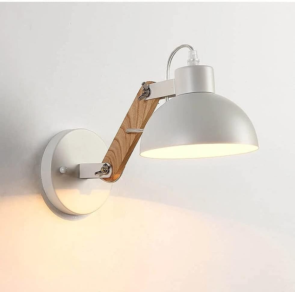 Solid Wood Metal Wall Lamp White F324884