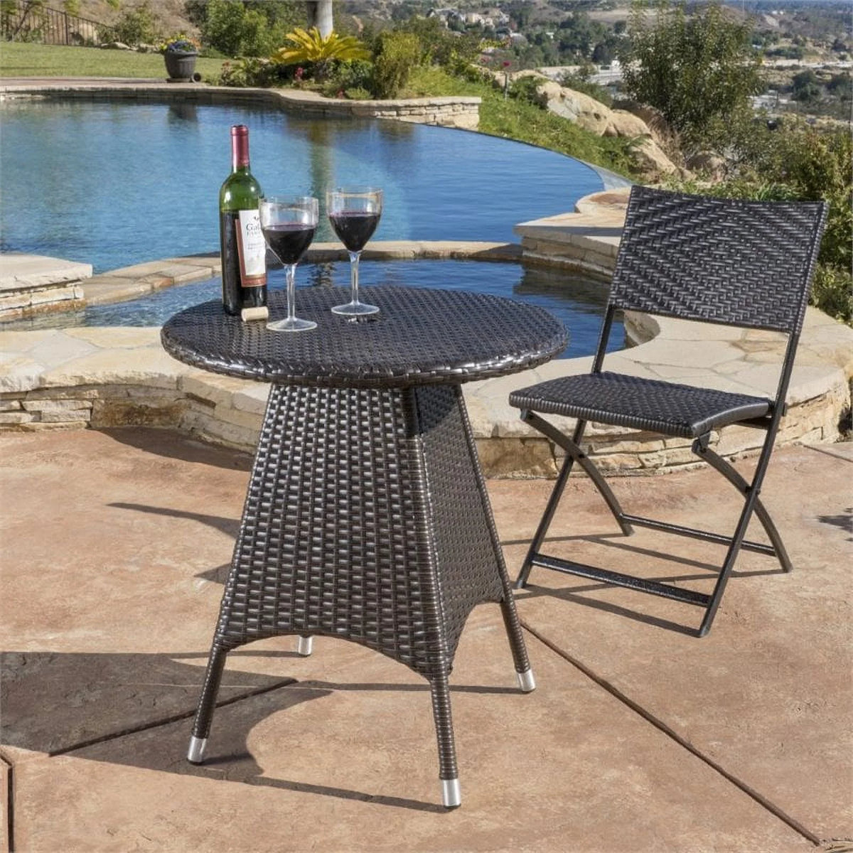 Round Wicker Patio Dining Table U806906