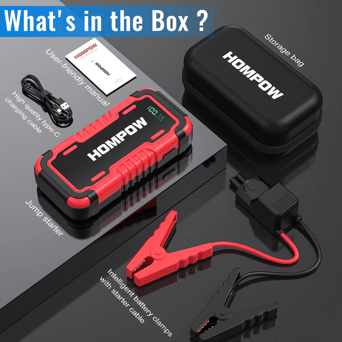 2000A Peak 18000mAh Lithium Jump Starter Battery Pack E531701