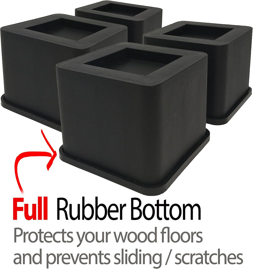 Black 3 Inch Bed and Furniture Risers O8573