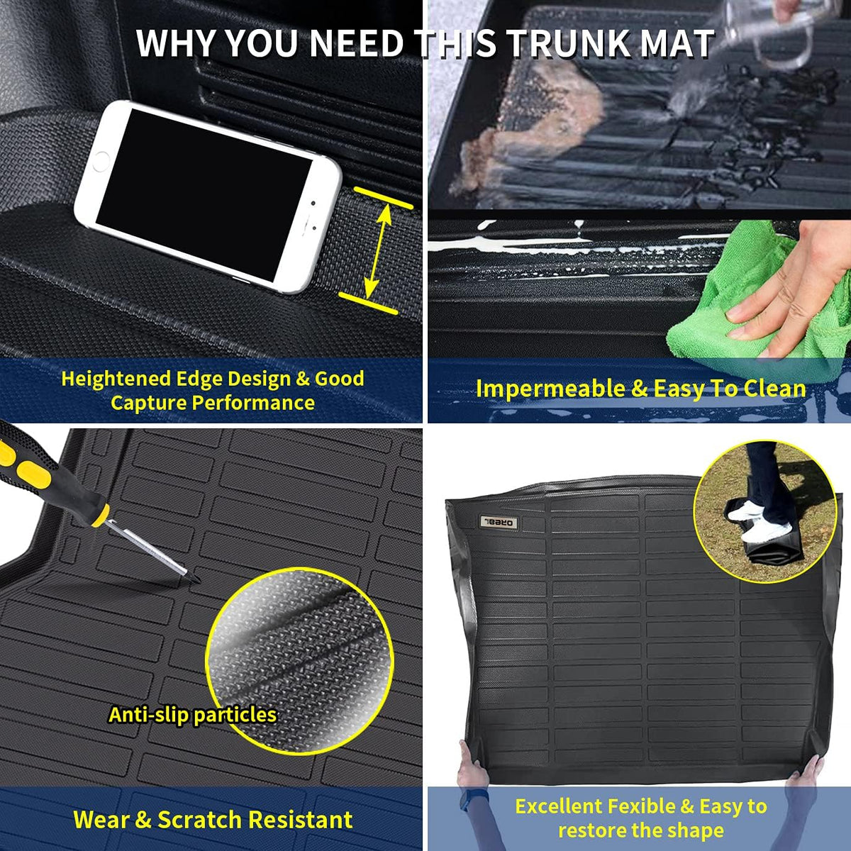 Black Trunk Mat Cargo Liner Floor Cover Z357