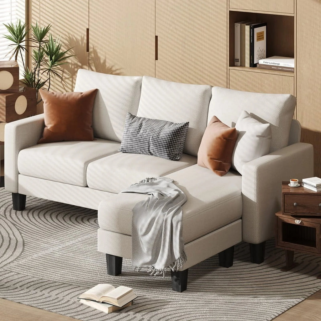 Convertible Sectional Sofa, L-Shaped 3-Seat Sofa with Reversible Chaise, Dark Gray L1303