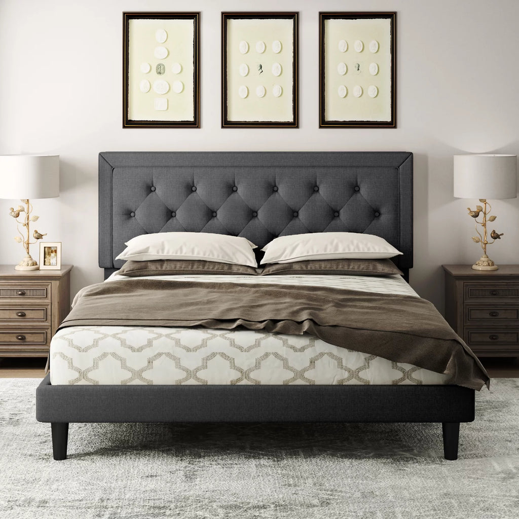 Queen Size Upholstered Platform Bed Frame U6542