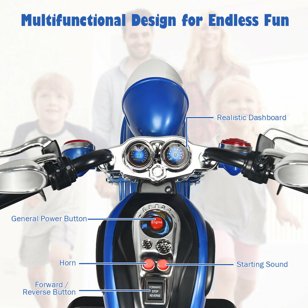 6V Kids Ride On Motorcycle 3 Wheel Trike with Headlight White P287953