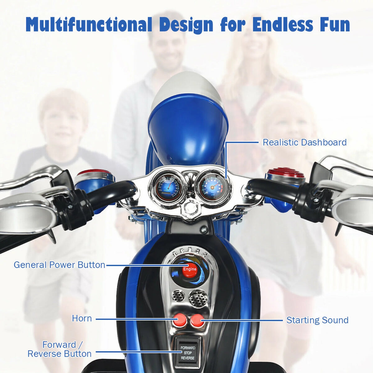 6V Kids Ride On Motorcycle 3 Wheel Trike with Headlight White P287953