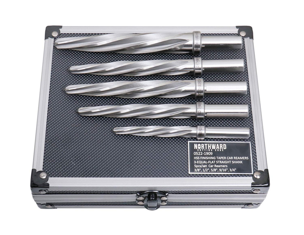 5 Pc H.S.S. Spiral Flute Car Reamer Set with Aluminum Case G5311